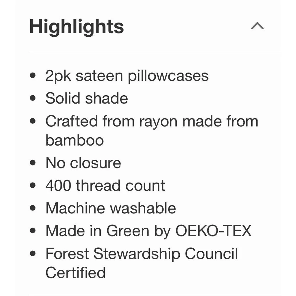 Casaluna King Size 400 Thread Count Rayon from Bamboo Pillowcases Natural Cream
